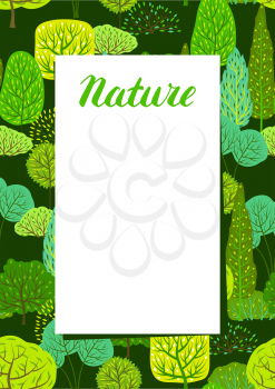 Spring or summer background with stylized trees. Natural illustration.