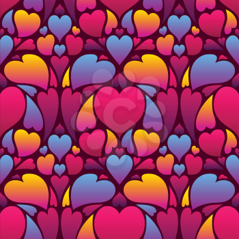 Happy Valentine Day seamless pattern. Colored hearts shape. Love romantic background. weeding design.