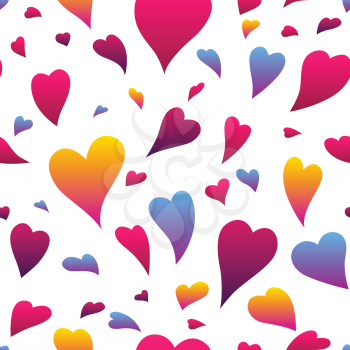Happy Valentine Day seamless pattern. Colored hearts shape. Love romantic background. weeding design.