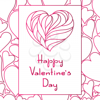 Happy Valentine Day greeting card. Pink heart shape. Love romantic background. weeding design.