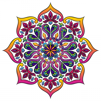 Indian ornamental mandala. Ethnic folk ornament. Hand drawn pattern.
