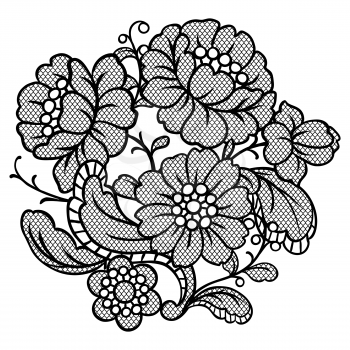 Lace ornamental decoration with flowers. Vintage fashion textile.