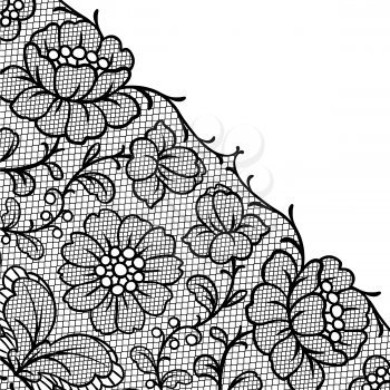 Lace ornamental background with flowers. Vintage fashion textile.