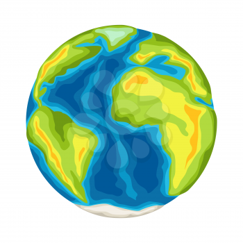 Earth with continents and oceans. Illustration on white background.