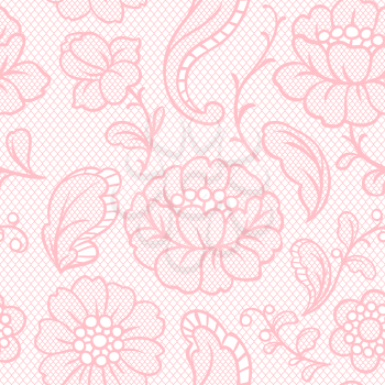 Seamless lace pattern with flowers. Vintage fashion textile.