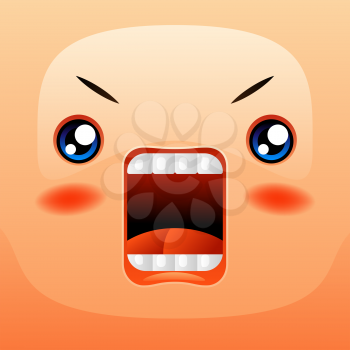Kawaii cute face. Funny angry muzzle. Eyes mouth and cheeks.