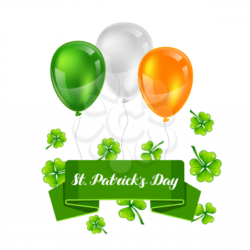 Saint Patricks Day greeting card. Holiday illustration with Irish festive national items.