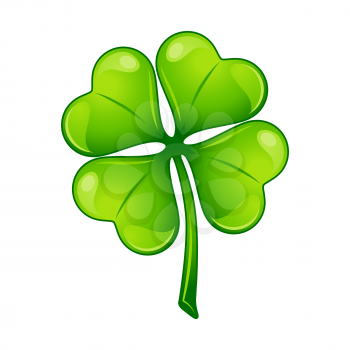 Saint Patricks Day illustration. Irish four leaf clover. Festive national icon.
