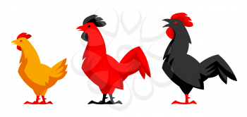 Set of variety chicken silhouettes. Stylized illustration.
