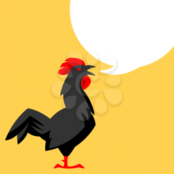 Chicken emblem. Stylized illustration of black cock.