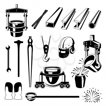 Metallurgical symbols set. Industrial items and equipment.