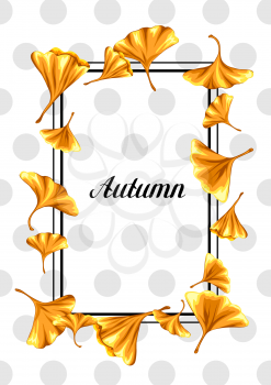 Background with ginkgo biloba leaves. Natural illustration of autumn leaves.