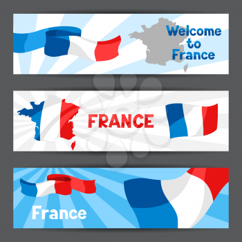 Banners with map and flag of France.
