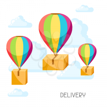 Hot air balloons with delivery boxes.