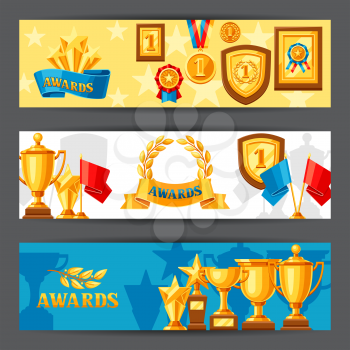 Awards and trophy banners. Reward items for sports or corporate competitions.