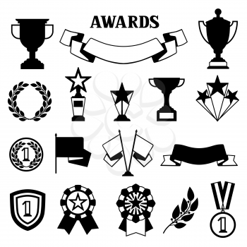Awards and trophy icons set.