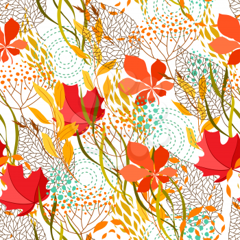 Seamless pattern with falling leaves.