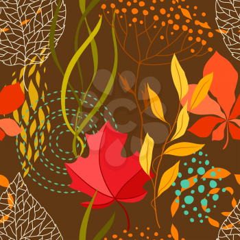 Seamless pattern with falling leaves.