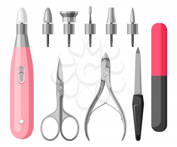 Set of tools for manicure. Styling professional beauty equipment.
