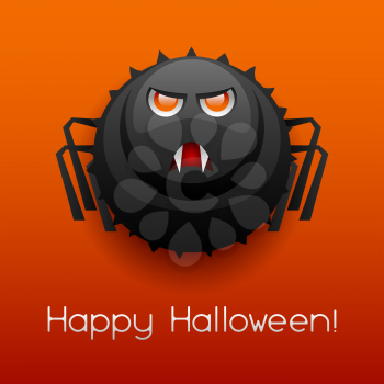 Happy Halloween angry spider. Celebration party greeting card.