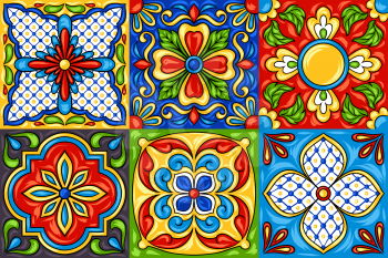 Mexican talavera ceramic tile pattern.