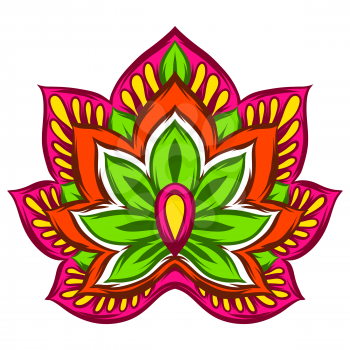 Indian ethnic decorative element. Ethnic folk ornament. Hand drawn lotus flower.