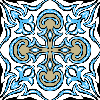 Portuguese azulejo ceramic tile. Ethnic folk ornament. Mediterranean traditional ornament. Italian pottery, mexican talavera or spanish majolica.