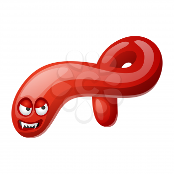 Ebola virus illustration. Little angry microbe or monster.