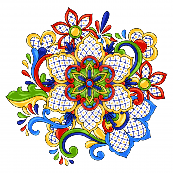 Mexican traditional decorative object. Talavera ornamental ceramic. Ethnic folk ornament.