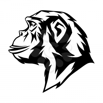 Wild monkey head. Animal poster or emblem design.