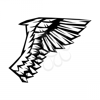 Birds or angelic wing. Stylized black and white illustration.