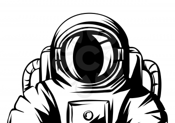 Illustration of astronaut. Spaceman in suit. Cosmonaut in outer space.