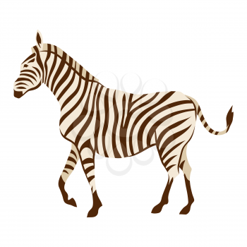 Stylized illustration of zebra. Wild African savanna animal on white background.
