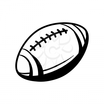 Black and white rugby ball. Stylized engraving illustration.