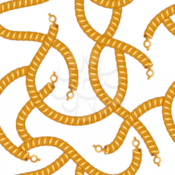 Seamless pattern with golden chains. Beautiful jewelry precious necklaces.