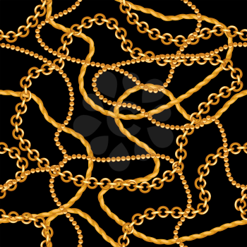 Seamless pattern with golden chains. Vintage luxury precious background.