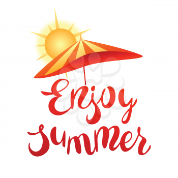 Enjoy summer illustration. Color card with lettering.