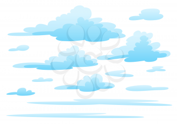 Illustration of blue clouds on white background.