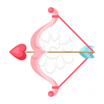 Cupid bow and arrow with heart. Wedding or Valentine icon.