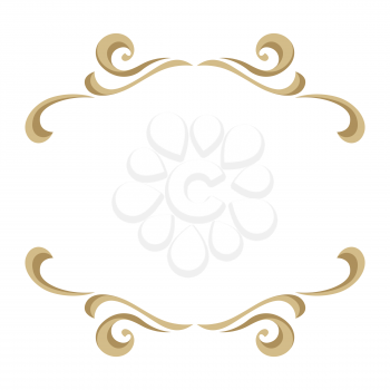 Frame with ornamental floral gold elements. Caligraphic curls.