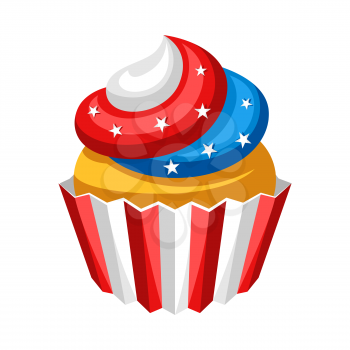 Stylized illustration of cupcake. American Flag colors.