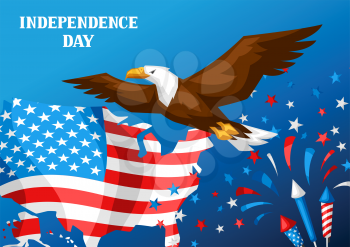 Fourth of July Independence Day greeting card. American patriotic illustration.