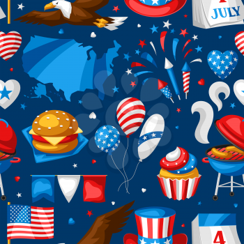 Fourth of July Independence Day seamless pattern. American patriotic illustration.