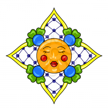 Mexican star with ornamental flowers. Traditional decorative object. Talavera ceramic pattern. Ethnic folk ornament.