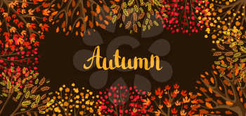 Autumn background with stylized trees. Natural illustration.