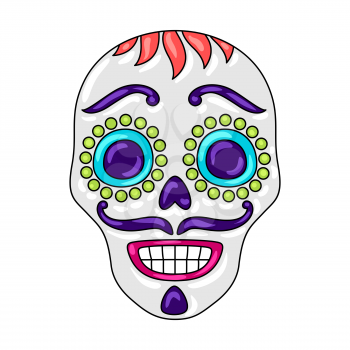 Day of the Dead sugar skull with. Mexican talavera ceramic tile traditional decorative objects.
