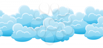Seamless pattern with blue clouds. Cartoon illustration of overcast sky.