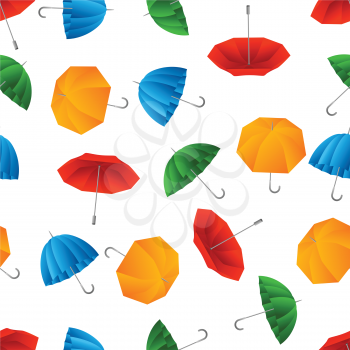 Seamless pattern with color umbrella. Cartoon illustration of bright accessories.