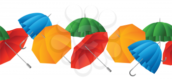 Seamless pattern with color umbrella. Cartoon illustration of bright accessories.