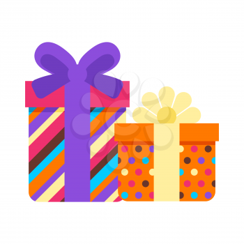 Happy Birthday gift boxes. Festive icon or illustration.